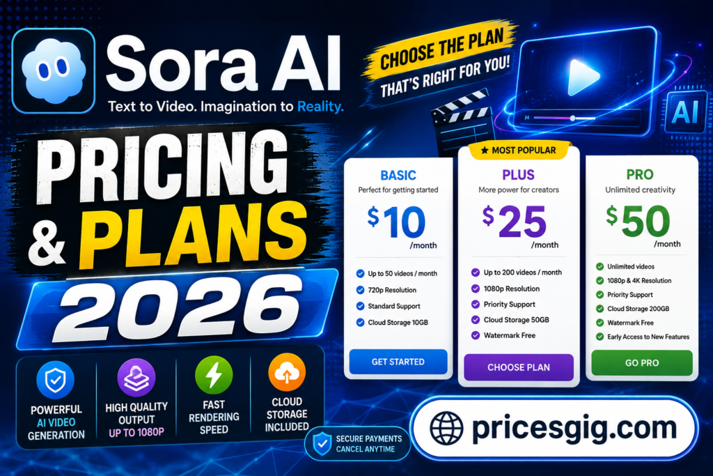 Sora AI Pricing & Plans 2026